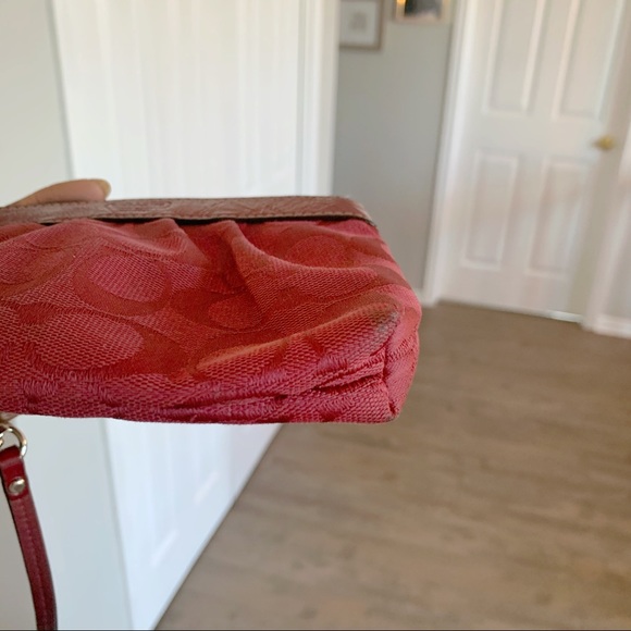 COACH Logo Print Wristlet in Burgundy - Picture 3 of 3